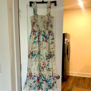 Willa story women’s smocked midi dress size large